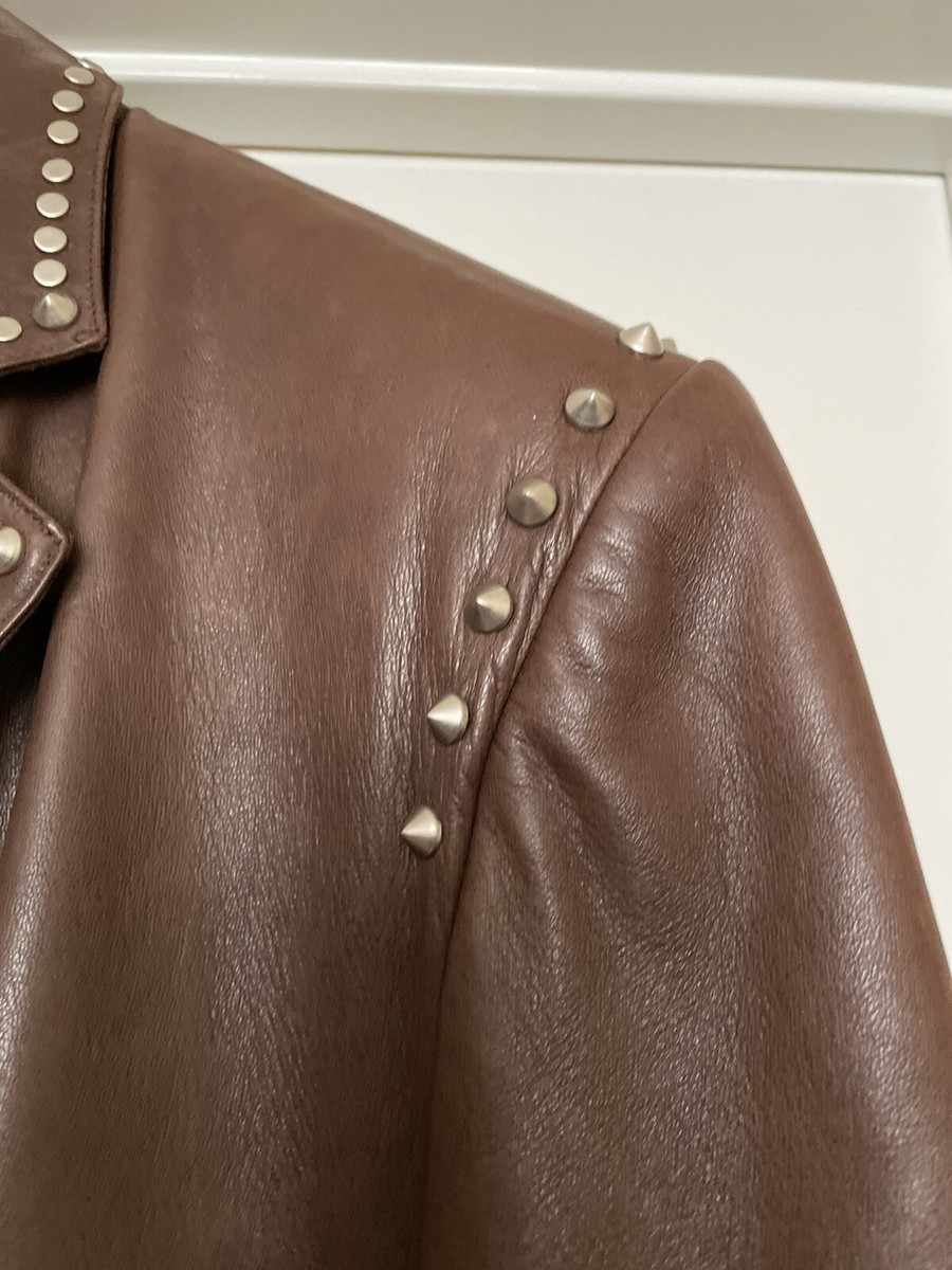 Men's Vintage Gianni Versace Brown Leather Jacket EU Size 52/USA