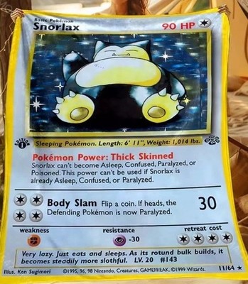Pokémon TCG Snorlax, Jungle Set, First Edition, Pokemon Card