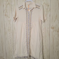 Orange Creek Cream Boho Short Sleeve Dress L