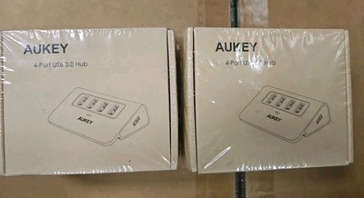 USB 3.0 Hub 4 Port SuperSpeed Data Adapter AUKEY CB-H5 Silver 2 Pack