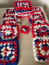 granny Squares crochet lot of 18 Red White Blue