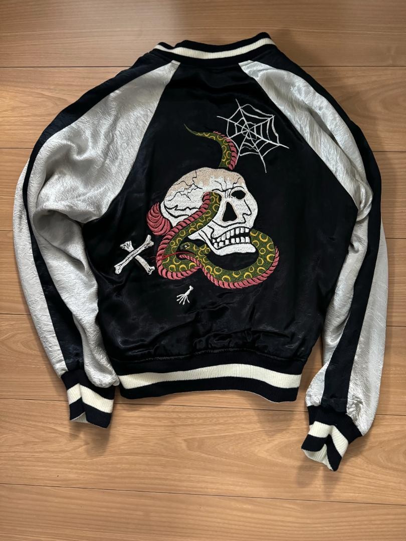 Dry Bones Souvenir Jacket M (38) Size Skull Snake Embroidery Black
