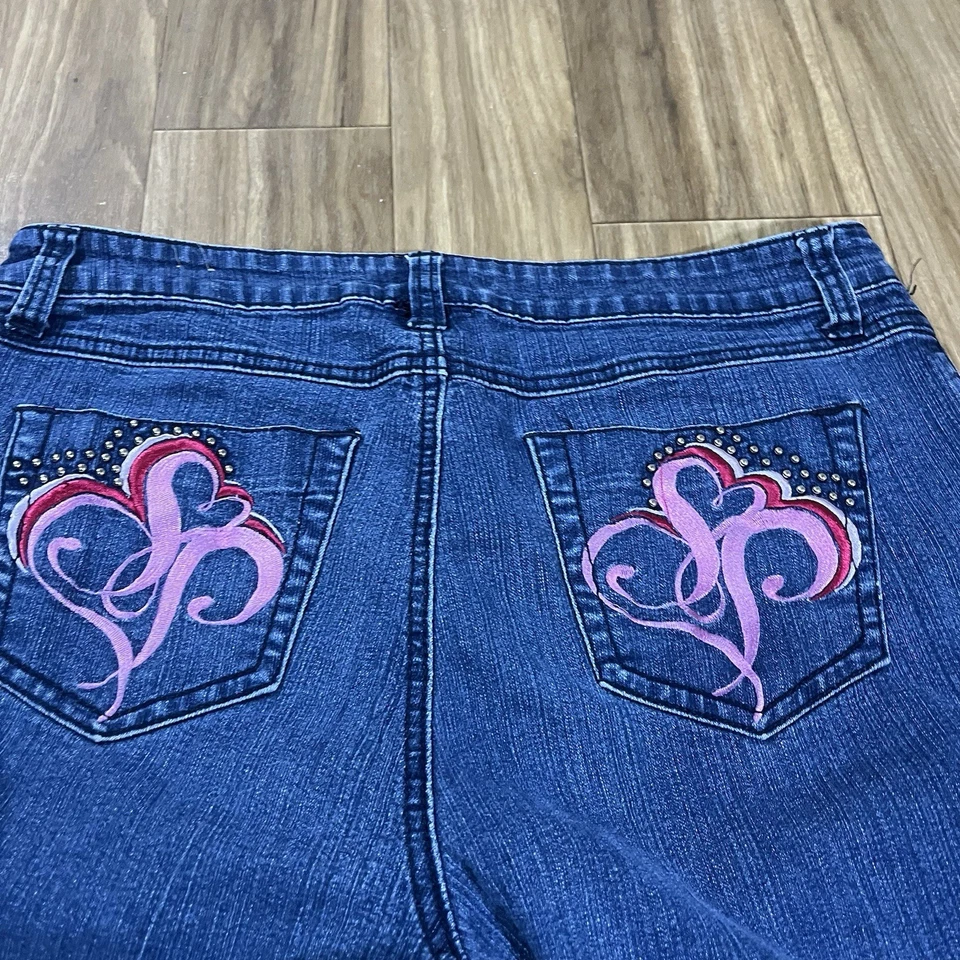 Pantalones cortos de jean bordados vintage South Pole para mujer 16 azul rosa Y2K años 90’s Foto 3 de 4