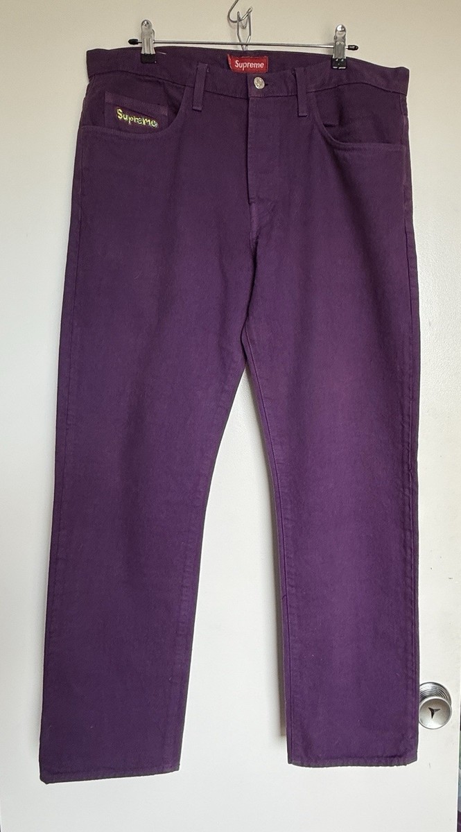 Vintage Supreme Gonz Purple Denim Jeans Size 34 Embroidered Coin
