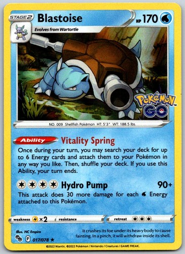 Blastoise 017/078 Holo Rare Pokemon GO Holofoil (Near Mint)