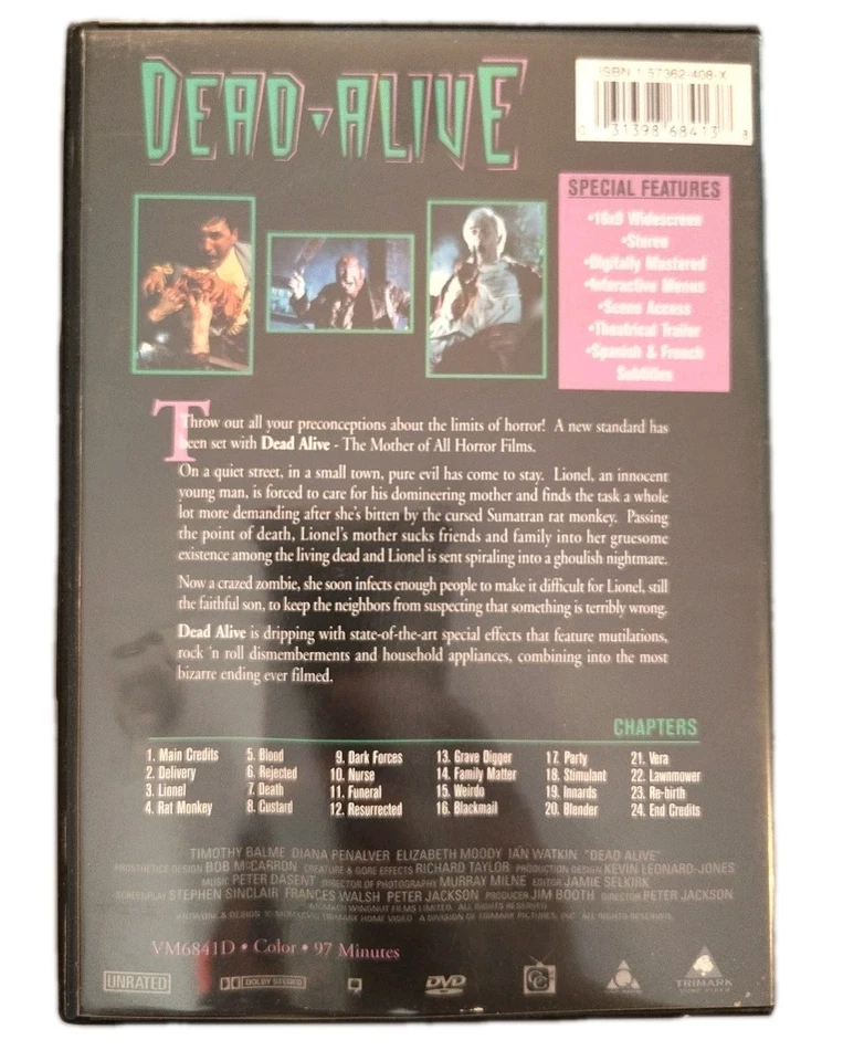 Dead Alive DVD Out of Print RARE Peter Jackson Cult Horror Comedy Classic OOP - Image 2 of 4