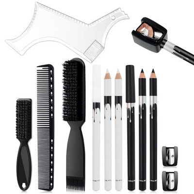 DUAIU 12Pcs Beard Shaper Tool Kit for Men Grooming, White Black + 