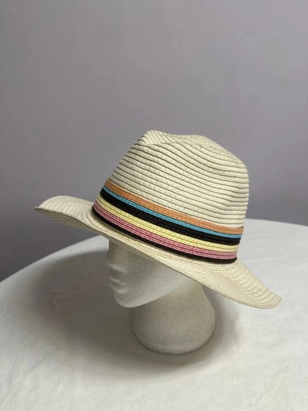 Hawkins beige wide brim trilby fedora sun hat cat. Size 57cm