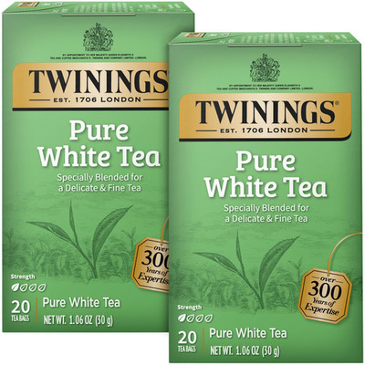 White Tea Bags 40 Count Delicate Caffeinated Tea Hot or Iced