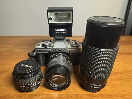 Minolta XG-M With 3 Lenses, Flash & 2x