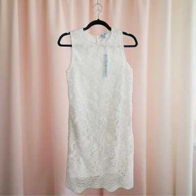 She+Sky White Lace Mini Dress S Sheath Bridal Cocktail Graduation LWD