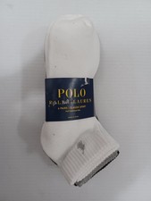 Polo Ralph Lauren Men 6 Pair Classic Sport Quarter Socks 6-12.5 White Black Gray