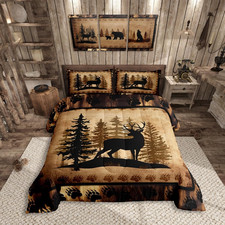 Cute Deer Comforter Set for Girls Boys Kids Deer Hunting Bedding Set Room Decora