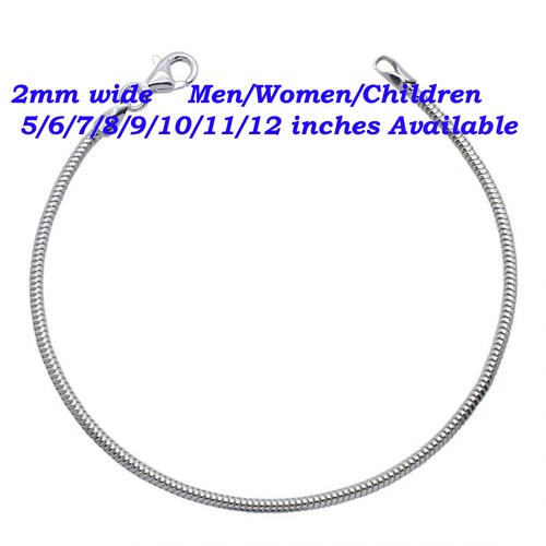 Real 925 Sterling Silver 12 inch Italian 2mm Round Snake Chain Bracelet/Anklet Real 925 Sterling Silver 12 inch Italian 2mm Round Snake Chain Bracelet/Anklet