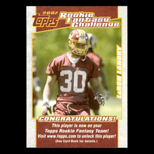 LaRon Landry #11 2007 Topps Rookie Fantasy Challenge Washington Redskins Card NM. rookie card picture