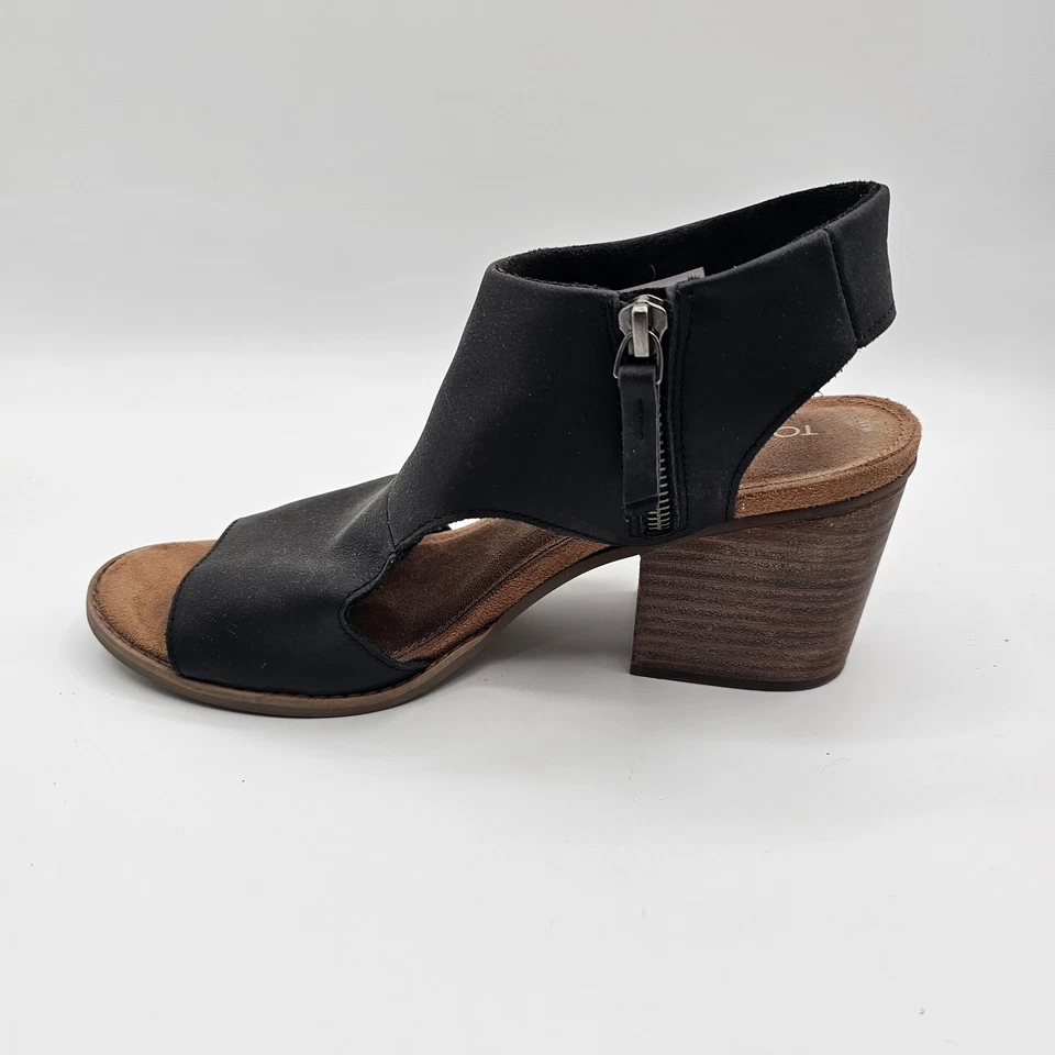 TOMS 鞋女式 8.5 码露趾镂空粗跟短靴拉链凉鞋 — 第 3/4 张图片