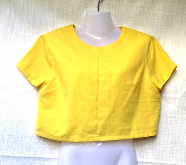 Ice Fashion Crop Top Size M Yellow Minimalist Basic Summer Festival Chic
