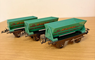 CE78: Hornby Spur O Nr. 50 Seitenkippwagen / Mc Alpine x 3 sehr guter Zustand