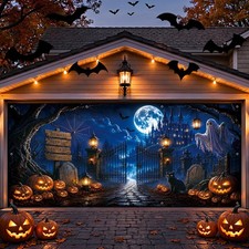 Halloween Garage Door Cover 7 X 16 Ft, Garage Door Halloween Decorations Vibrant