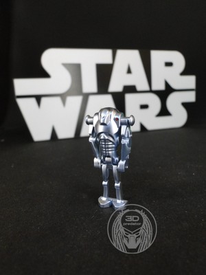 Blue Chromed Super Battle Droid Custom Star Wars Figure PAD print comp w. bricks