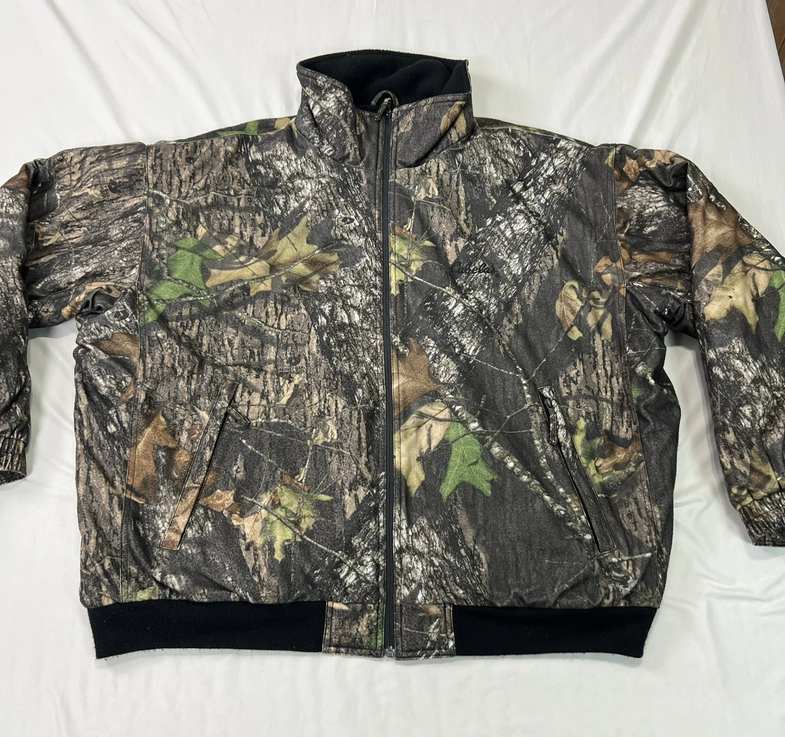 Cabelas Mossy Oak Hunting Jacket Mens XL Camouflage Camo Insulated Full Zip