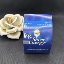 Vintage L’eggs Sheer Energy Pantyhose Control Top Off White Sheer Toe Sz B 65505