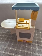 Vintage Little Tikes Dollhouse Kitchen Island, Sink, Stove Oven Telephone