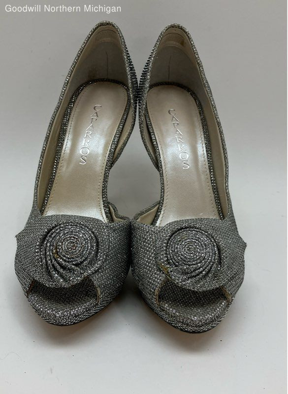 Caparros Not Specified Silver Solid Peep Toe Heel… - image 1
