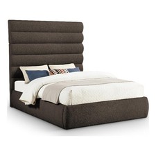 Meridian Furniture Adam Brown Boucle Fabric Queen Bed