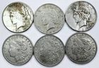 *MIXED DATE MORGAN & PEACE DOLLAR LOT* *6 TOTAL COINS* NR #G4196