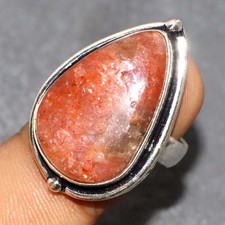 925 Silver Plated Sunstone Ring US 7 Gift Jewelry MJ