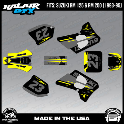 Graphics Kit for SUZUKI RM125 RM250 (1993-1995) Evader Series - Yellow Shift