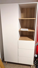 Skandi Home Freestanding Wardrobe 180cm White/Light Wood 1 Door 3 Drawers
