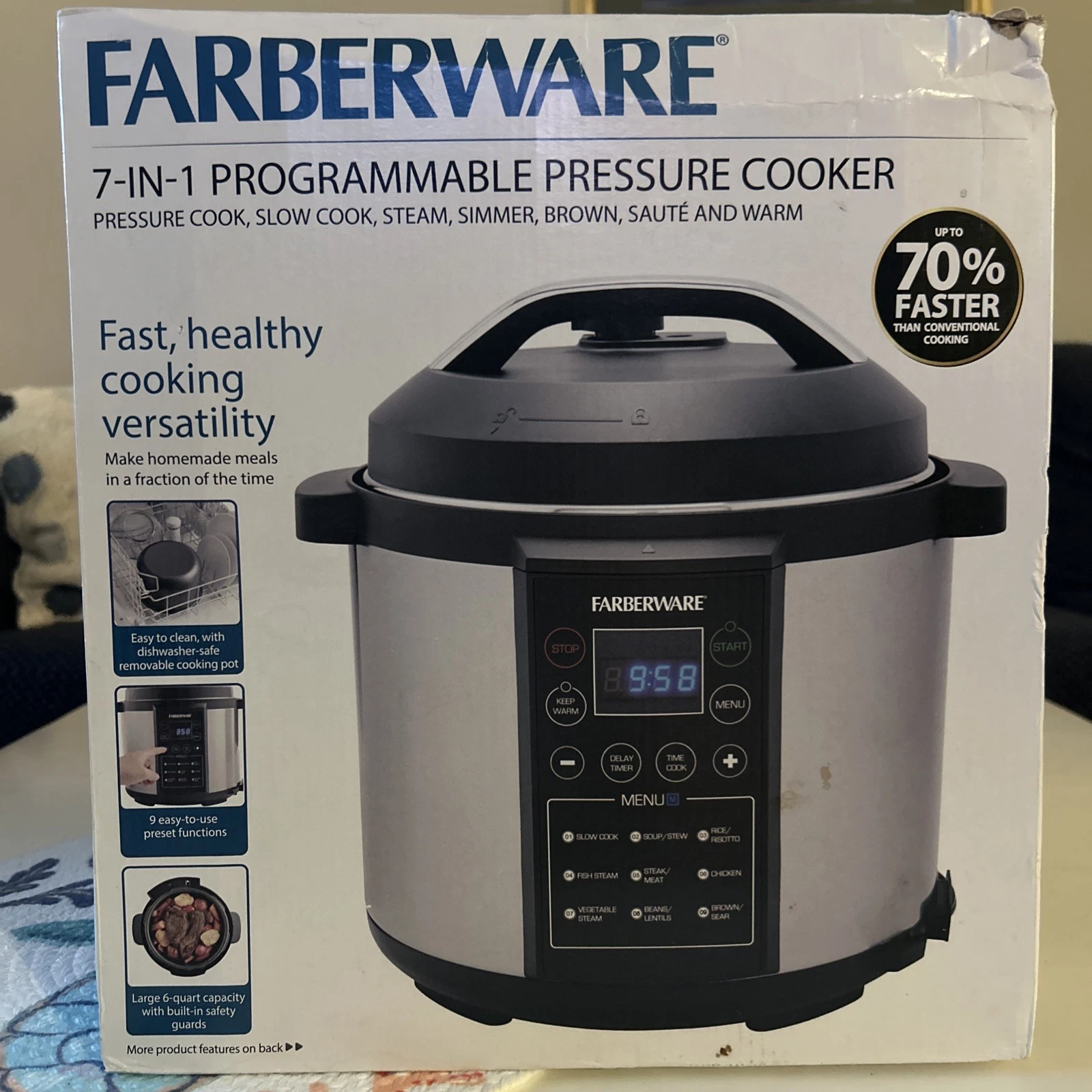 Pressure Cooker FARBERWARE 6 Qt Digital 7-1 Programmable Stainless WM-CS6004W
Opens in a new window