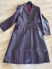 Vintage Mantel 70-iger Jahre Echtleder lang Gr. 42 bordeaux