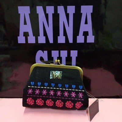 Anna Sui Black Rose Pouch Compact Cosmetic Wallet Japan