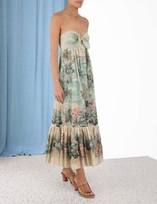 💚Zimmermann Vacay Strapless Tie Midi dress Size 0💚