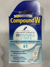 Compound W Wart Remover, One Step Invisible Strips - 14 Medicated Strips (NEW)