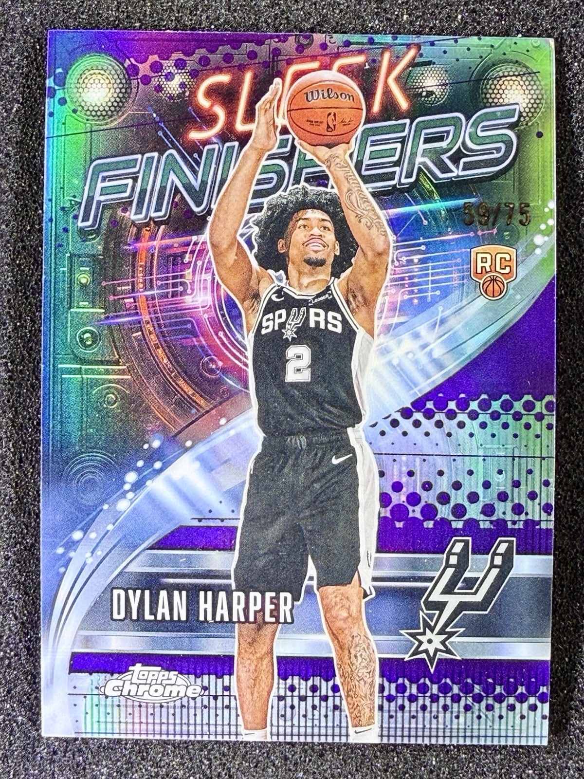 Dylan Harper 2025-26 Topps Chrome Sleek Finishers Purple Refractor /75 Rookie RC