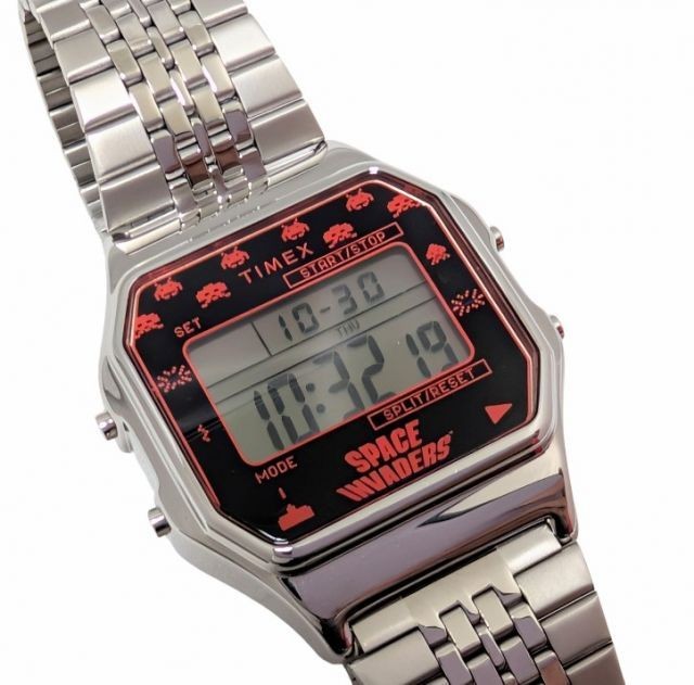 Timex Space Invaders Digital Watch TW2V30000 Silver Limited Edition Authentic