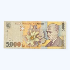 ROMANIA 1998 OLD BANKNOTE 5000 ROMANIAN LEU LEI NOTE PRE - REBASE EUROPE EU
