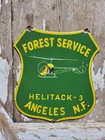 VINTAGE FOREST SERVICE PORCELAIN SIGN OLD LOS ANGELES NF HELITACK SHIELD