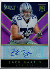 A7061- 2014 Select Rookie Autographs Prizm Fuchsia #RAZM Zack Martin Auto /199