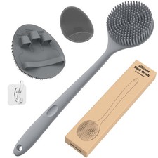 Silicone Back Scrubber Thick Bristles Bath Glove Face Brush Set 3Pcs Sup