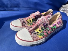 Ed Hardy Womens Tattoo Graphic Canvas Slip On Sneakers 6 Streetwear Skate Y2K