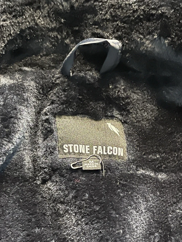 NWOT Stone Falcon Double Layer/Zip Up Hoodie Bomber Jacket M Navy Soft Fur Lined - Image 4 of 4