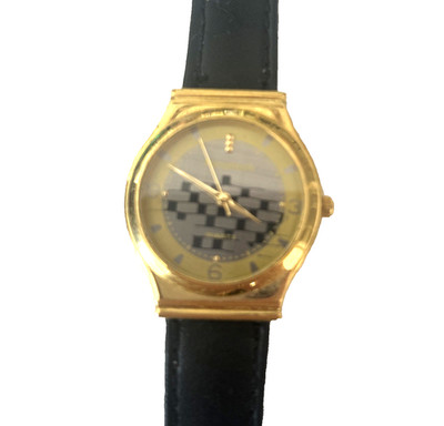 Penatech Women s 9  Goldtone Watch Black Leather Band New Battery 