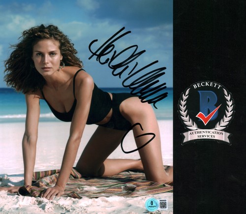 Heidi Klum Signed Beautiful Busty Leggy Model 8x10 Photo Blonde VS Angel BAS COA