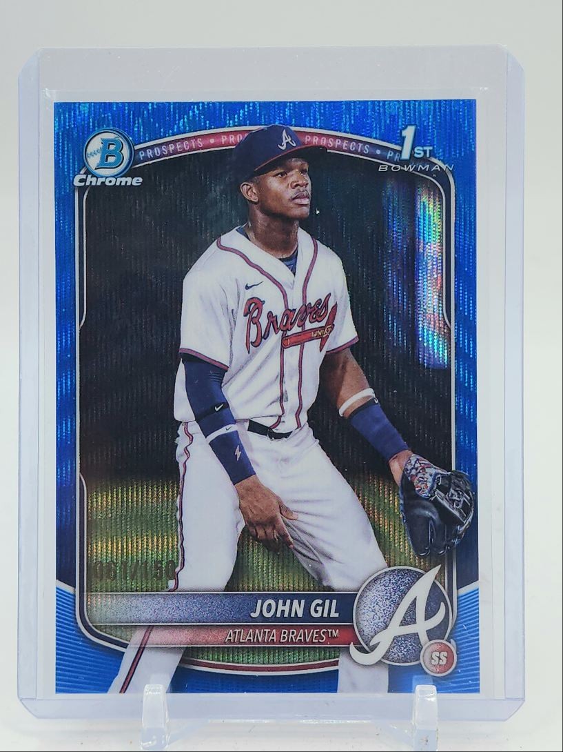 JOHN GIL 2025 BOWMAN CHROME 1ST BLUE WAVE REFRACTOR BRAVES /150 Q4920