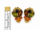 VTG Juliana Style Fall Rhinestone Brooch Earrings Set Amber Green Topaz Navette — photo 6